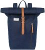 Sandqvist Dante Backpack blue with cognac brown leather backpack online kopen
