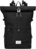 Sandqvist Bernt Backpack black with black leather backpack online kopen