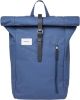 Sandqvist Dante Backpack blue with blue leather backpack online kopen