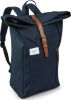 Sandqvist Dante Backpack blue with cognac brown leather backpack online kopen