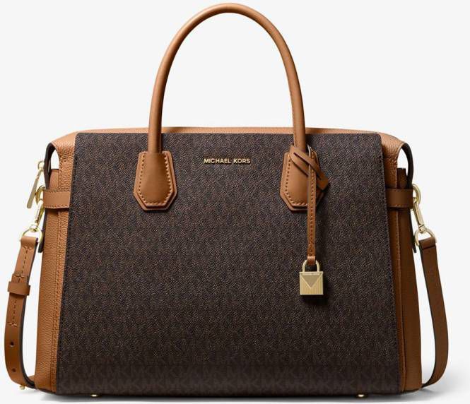 banjo Heb geleerd was Michael Kors Handtas Mercer Belted Large Satchel Bruin - Tassenshoponline.be